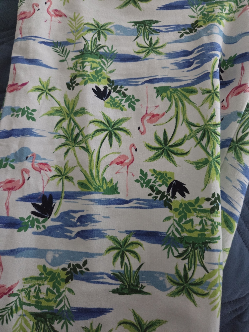 Tropical Flamingo Print Fabric Pants- Pink & Green
